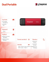 KINGSTON Dysk zewnętrzny SSD 512GB DualPortable USB-A/C 3.2 Gen2 - SPSD/512GB - Zdjęcie 5