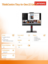 LENOVO Monitor 21.5 cala ThinkCentre Tiny-in-One 22Gen5 WLED 12N8GAT1EU  - 12N8GAT1EU - Zdjęcie 2