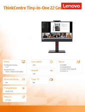 LENOVO Monitor 21.5 cala ThinkCentre Tiny-in-One Touch Gen 5 12N9GAT1EU  - 12N9GAT1EU - Zdjęcie 2