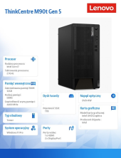 LENOVO Komputer ThinkCentre M90t G5 TOWER 12V60008PB W11Pro i7-14700/2x16GB/1TB/INT/DVD/vPro/3YRS OS + 1Y Premier Support  - 12V60008PB - Zdjęcie 7