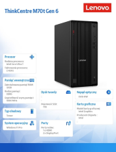 LENOVO Komputer ThinkCentre M70t G6 TOWER 12YH0020PB W11Pro Ultra7 265/2X16GB/512GB/INT/DVD/vPro/3YRS OS + 1YR PREMIER TC  - 12YH0020PB - Zdjęcie 7