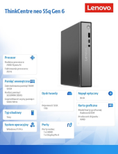 LENOVO Komputer ThinkCentre Neo 55q Tiny G6 13GT000DPB W11Pro AI 5 330/32GB/1TB/AMD Radeon/3YR OS  - 13GT000DPB - Zdjęcie 4