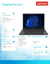 LENOVO Ultrabook ThinkPad T14 G3 21CF004APB W11Pro 6650U/16GB/512GB/INT/14.0 WUXGA/Villi Black/3YRS Premier Support  - 21CF004APB - Zdjęcie 9