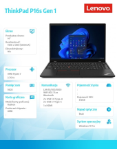 LENOVO Mobilna stacja robocza ThinkPad P16s G1 21CK0031PB W11Pro 6850U/16GB/512GB/AMD Radeon/16.0 WUXGA/Black/3YRS Premier Support + CO2 Offset  - 21CK0031PB - Zdjęcie 7