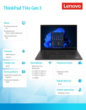 LENOVO Ultrabook ThinkPad T14s G3 21CQ003BPB W11Pro 6650U/16GB/512GB/AMD Radeon/14.0 WUXGA/Thunder Black/3YRS Premier Support + CO2 offset  - 21CQ003BPB - Zdjęcie 6