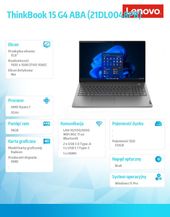LENOVO Laptop ThinkBook 15 G4 21DL0048PB W11Pro 5825U/16GB/512GB/INT/15.6 FHD/Mineral Grey/3YRS OS  - 21DL0048PB - Zdjęcie 2