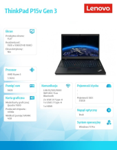 LENOVO Mobilna stacja robocza ThinkPad P15v G3 21EM000WPB W11Pro 6650H/16GB/512GB/T600 4GB/15.6 FHD/Black/3YRS Premier Support + CO2 Offset  - 21EM000WPB - Zdjęcie 8