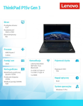 LENOVO Mobilna stacja robocza ThinkPad P15v G3 21EM0016PB W11Pro/6850H/32GB/1TB/T1200 4GB/15.6 UHD/Black/3YRS Premier Support + CO2 Offset  - 21EM0016PB - Zdjęcie 8