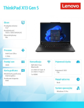 LENOVO Ultrabook ThinkPad X13 G5 21LU0014PB W11Pro Ultra7 155U/32GB/1TB/INT/13.3 WUXGA/Black/3YRS Premier Support + CO2 Offset  - 21LU0014PB - Zdjęcie 7
