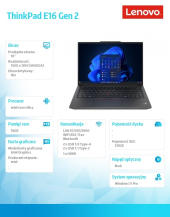LENOVO Laptop ThinkPad E16 G2 21MA0021PB W11Pro Ultra 5 125U/16GB/512GB/INT/16.0 WUXGA/Graphite Black/1YR Premier Support + 3YRS OS + CO2 Offset  - 21MA0021PB - Zdjęcie 6