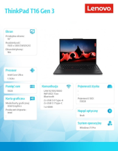 LENOVO Notebook ThinkPad T16 G3 21MN007XPB W11Pro Ultra 5 125U/16GB/512GB/INT/16.0 WUXGA/Black/3YRS Premier Support + CO2 Offset  - 21MN007XPB - Zdjęcie 11