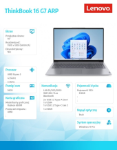 LENOVO Laptop ThinkBook 16 G7 21MW00F0PB W11Pro 5 7535HS/16GB/512GB/INT/16.0 WUXGA/Arctic grey/3YR OS + 1YR CI + CO2 Offset  - 21MW00F0PB - Zdjęcie 4