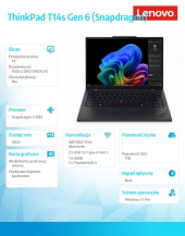 LENOVO Ultrabook ThinkPad T14s G6 21N10008PB W11Pro X1E-78-100/32GB/1TB/14 cali WUXGA/Black/3YR Premier Support + CO2 Offset  - 21N10008PB - Zdjęcie 6