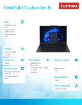 LENOVO Ultrabook Thinkpad X1 Carbon G13 21NS004UPB W11Pro Ultra 7 258V/32GB/1TB/INT/14.0 2.8K/Black/3YRS Premier Support + CO2 Offset  - 21NS004UPB - Zdjęcie 10