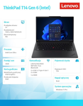 LENOVO Ultrabook ThinkPad T14 G6 21QC0040PB W11Pro Ultra 7 255U/32GB/1TB/INT/14.0 WUXGA/Black/3YR Premier Support + CO2 Offset  - 21QC0040PB - Zdjęcie 9