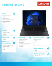 LENOVO Ultrabook ThinkPad T14 G6 21QC005PPB W11Pro Ultra 7 255U/32GB/1TB/INT/14.0 WUXGA/Black/3YR Premier Support + CO2 Offset  - 21QC005PPB - Zdjęcie 9