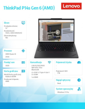 LENOVO Mobilna stacja robocza ThinkPad P14s G6 21QL003XPB Windows 11 Pro AI 7 PRO 350/32GB/1TB/14.0 WQUXGA/Black/3YRS Premier Support + CO2 Offset  - 21QL003XPB - Zdjęcie 7