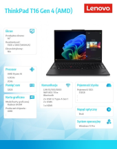 LENOVO Ultrabook ThinkPad T16 G4 21QN0021PB W11Pro 5 PRO 340/32GB/512GB/INT/16.0 WUXGA/Black/3YRS Premier Support  - 21QN0021PB - Zdjęcie 9