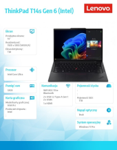 LENOVO Ultrabook ThinkPad T14s G6 21QX00HEPB W11Pro Ultra 7 258V/32GB/1TB/INT/14.0 WUXGA/Touch/3YRS Premier Support + CO2 Offset  - 21QX00HEPB - Zdjęcie 9