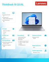LENOVO Notebook ThinkBook 16 G8 21SK00R1PB W11Pro Ultra 7 255H/16GB/512GB/INT/16.0 WUXGA/Arctic grey/3YRS OS + CO2 Offset  - 21SK00R1PB - Zdjęcie 5