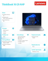 LENOVO Laptop ThinkBook 16 G9 21UT0097PB W11Pro 5 220/16GB/512GB/INT/16.0 WUXGA/Arctic grey/3YR OS + 1YR CI + CO2 Offset  - 21UT0097PB - Zdjęcie 3