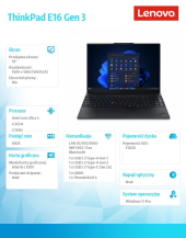 LENOVO Laptop ThinkPad E16 G3 22AY001WPB W11Pro Ultra 5 226V/16GB/512GB/INT/16.0 WUXGA/Black/1YR CI  - 22AY001WPB - Zdjęcie 6