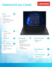 LENOVO Laptop ThinkPad E16 G3 22AY006VPB W11Pro Ultra 7 256V/16GB/512GB/INT/16.0 WUXGA/Black/1YR Premier + 3YR OS  - 22AY006VPB - Zdjęcie 10