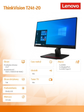 LENOVO Monitor 23.8 ThinkVision T24t-20 WLED LCD 62C5GAT1EU  - 62C5GAT1EU - Zdjęcie 4