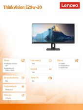 LENOVO Monitor 29.0 ThinkVision E29w-20 WLED LCD 62CEGAT3EU  - 62CEGAT3EU - Zdjęcie 3