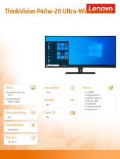 LENOVO Monitor 39.7 ThinkVision P40w-20 Ultra-Wide Curved LCD 62DDGAT6EU  - 62DDGAT6EU - Zdjęcie 9