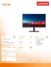 LENOVO Monitor 27 cali ThinkVision T27i-30 63A4MAT1EU  - 63A4MAT1EU - Zdjęcie 9