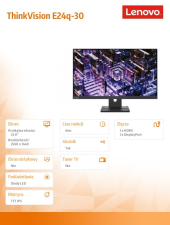 LENOVO Monitor ThinkVision 23.8 cala E24q-30 63ECGAT2EU  - 63ECGAT2EU - Zdjęcie 2