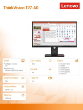 LENOVO Monitor ThinkVision T27-40 27 cali 64A5ZAT6EU  - 64A5ZAT6EU - Zdjęcie 9