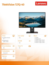 LENOVO Monitor ThinkVision T27Q-40 WLED LCD 64A6GAT6EU  - 64A6GAT6EU - Zdjęcie 2