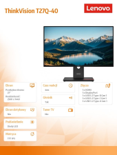 LENOVO Monitor ThinkVision 27.0 T27Q-40 WLED LCD 64A6ZAT6EU  - 64A6ZAT6EU - Zdjęcie 9