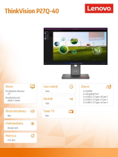 LENOVO Monitor ThinkVision 27.0 P27Q-40 WLED LCD 64A7GAT6EU  - 64A7GAT6EU - Zdjęcie 9