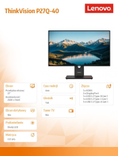 LENOVO Monitor ThinkVision 27.0 P27Q-40 WLED LCD 64A7ZAT6EU  - 64A7ZAT6EU - Zdjęcie 9