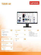 LENOVO Monitor ThinkVision T32UD-40 31.5 cala 64B0GAT1EU - 64B0GAT1EU - Zdjęcie 9