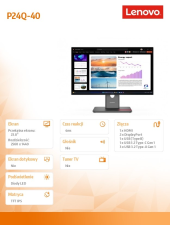 LENOVO Monitor ThinkVision P24Q-40 23.8 cala 64B2GAT1EU - 64B2GAT1EU - Zdjęcie 2