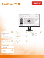 LENOVO Monitor 21.5 cala ThinkVision E22-40 64C9MAT6EU - 64C9MAT6EU - Zdjęcie 9
