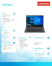LENOVO Laptop V15 G2 82KD00FYPB W11Home 5300U/8GB/256GB/INT/15.6 FHD/Black/3YRS OS  - 82KD00FYPB - Zdjęcie 3