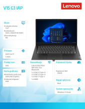 LENOVO Laptop V15 G3 82TT006EPB W11Home i3-1215U/8GB/256GB/INT/15.6 FHD/Business Black/3YRS OS  - 82TT006EPB - Zdjęcie 8