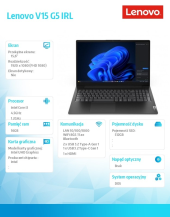 LENOVO Laptop V15 G5 83GW008APB DOS i3-1315U/16GB/512GB/INT/15.6 FHD/Business Black/1Yr CI  - 83GW008APB - Zdjęcie 2