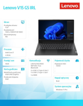 LENOVO Laptop V15 G5 83GW00MFPB W11Pro i7-13620H/16GB/512GB/INT/15.6 FHD/Business Black/3YR OS  - 83GW00MFPB - Zdjęcie 2