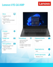 LENOVO Laptop V15 G6 83UU002PPB W11Pro 5 150/16GB/512GB/INT/15.6 FHD/Business black/3YR OS  - 83UU002PPB - Zdjęcie 2