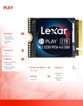 LEXAR Dysk SSD PLAY 2TB PCIe4.0 2230 5200/4700MB/s - LNMPLAY002T-RNNNG - Zdjęcie 7