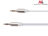 MACLEAN Przewód  jack 3.5mm, płaski 1m, metalowy wtyk, MCTV-694 W Biały - MCTV-694 W - Zdjęcie 3