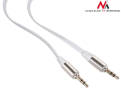 MACLEAN Przewód  jack 3.5mm, płaski 1m, metalowy wtyk, MCTV-694 W Biały - MCTV-694 W - Zdjęcie 5