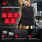 MACLEAN Plecak na laptopa czarny, wodoodporny RS202 B  - RS202 B - Zdjęcie 6
