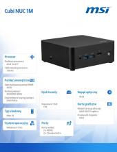 MSI Komputer Cubi NUC 1M-001EU  WIN11PRO/IC7-150U/16GB/1TB/WiFi/BT5.3/Czarny - Cubi NUC 1M-001EU - Zdjęcie 8